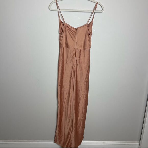 BHLDN Cali Satin Charmeuse Midi Dress Sedona Sunset - Picture 10 of 11
